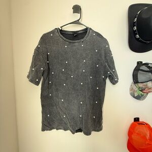 SHEIN Black Studded Short Sleeve Tee